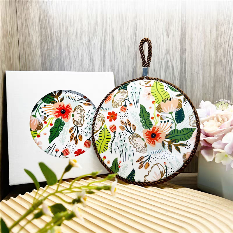 创意轻奢风格七彩春天复古陶瓷隔热垫创意餐垫碗垫防烫家用砂锅垫