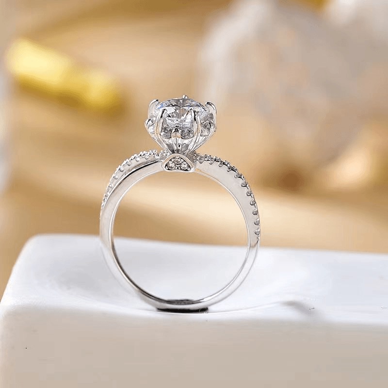 925银莫桑石银制品 【星辰】1克拉/D色高品质婚戒奢华经典女戒轻奢