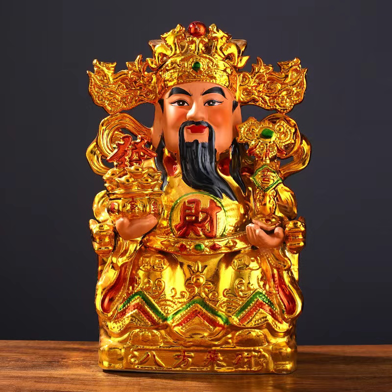 观音家居摆件家用陶瓷创意玄关彩绘文财神客厅陶瓷像品摆件财神爷