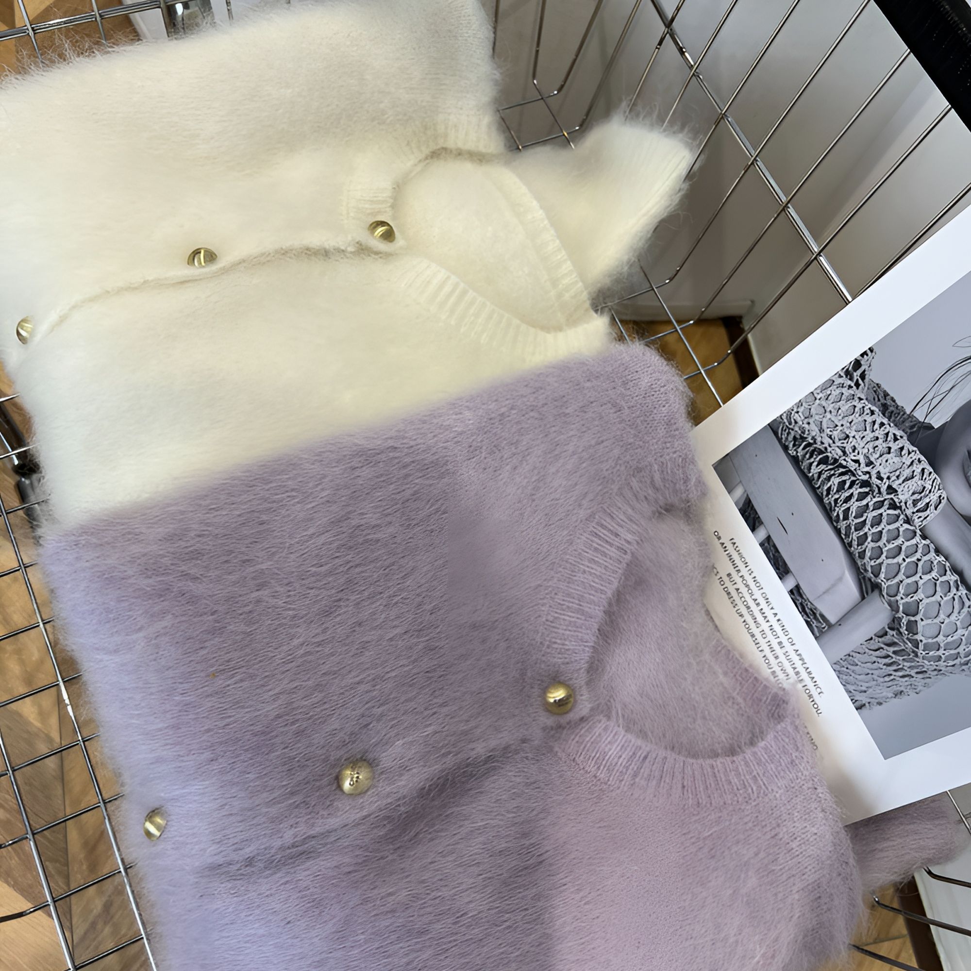 二姐推荐-2025冬季新款长袖小香风时尚百搭纯色羊驼毛开衫-1003