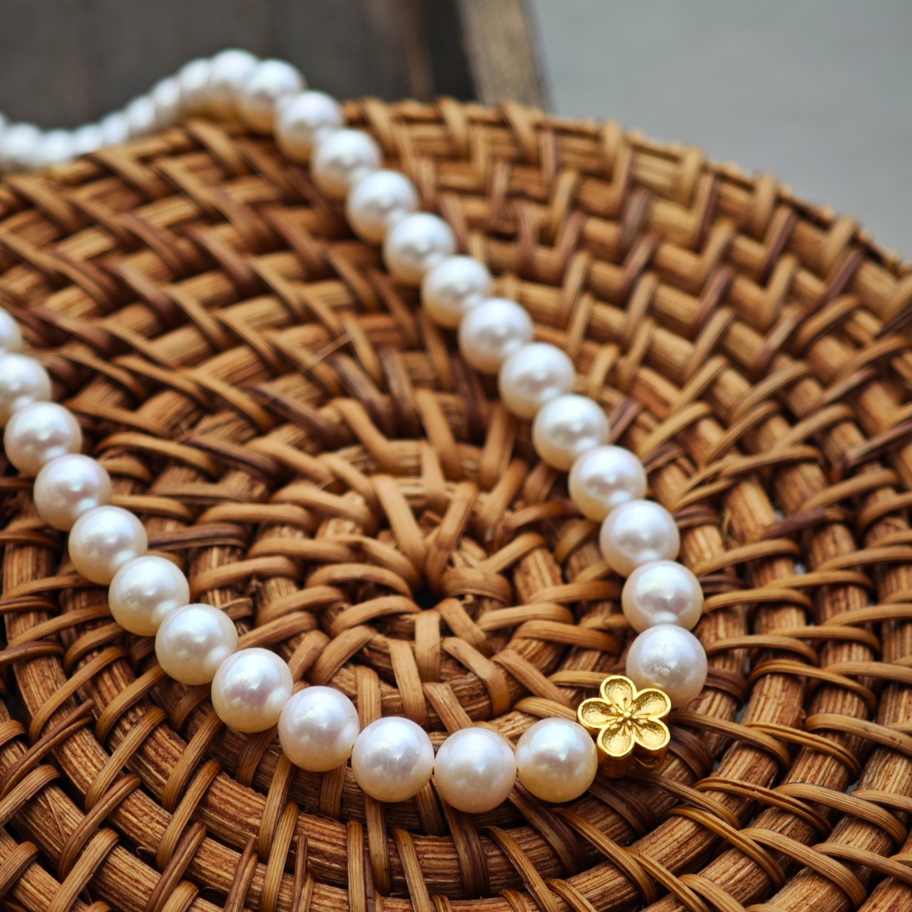 淡水无核圆珠6.5-7mm珍珠项链小樱花项链微微瑕可爱高级气质小众