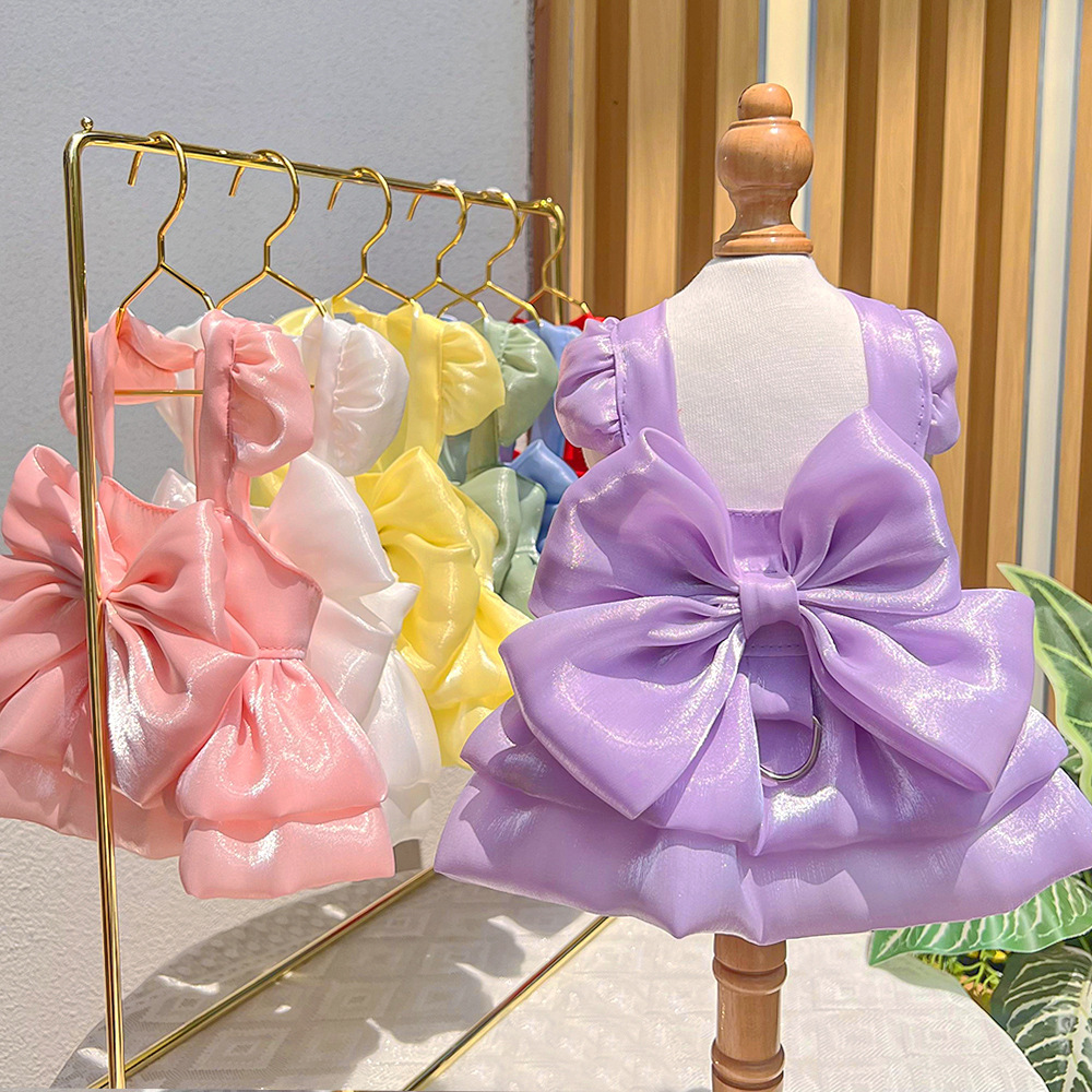 [达人]宠物婚纱礼服连衣裙子狗狗猫咪衣服用品可挂牵引泰迪比熊夏