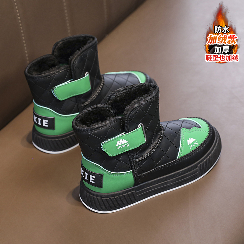 回力瑞男童雪地靴秋冬季加绒加厚儿童棉鞋中大童保暖防水男孩棉靴
