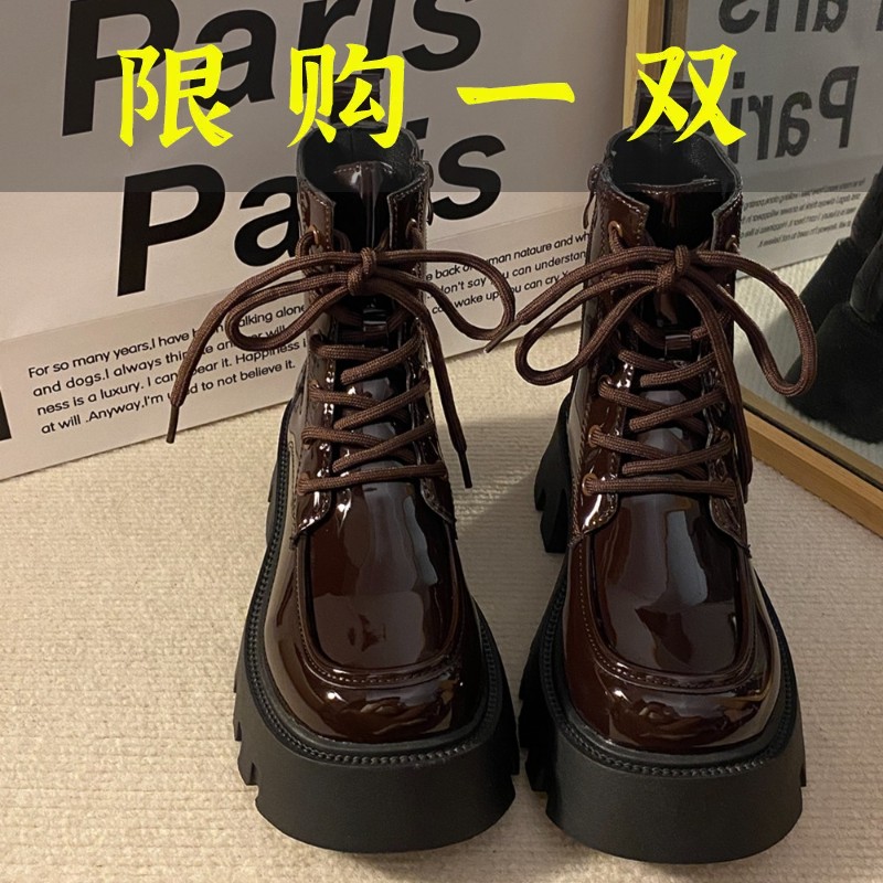 达芙妮沿荐复古英伦风小个子增高厚底马丁靴女2023秋冬新款百搭甜