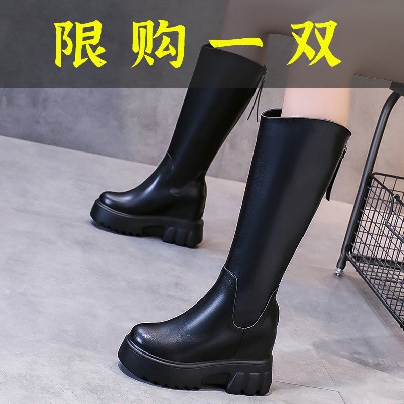 达芙妮沿荐内增高长靴女冬季加绒显脚小女靴子高筒2023新款百搭不