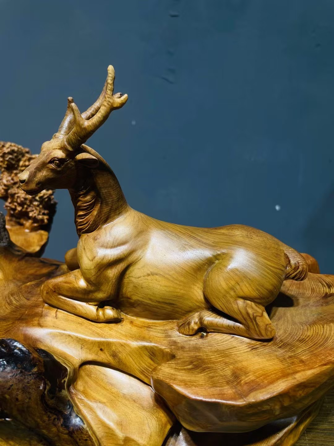 柏木抱石纯手工制作福禄绵长