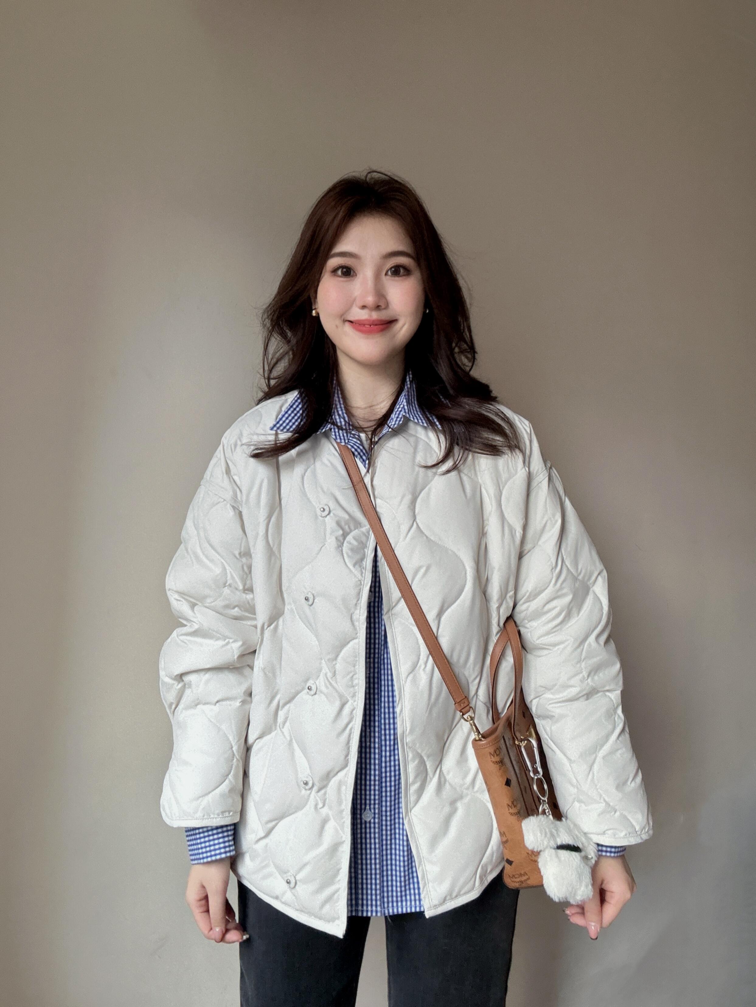 2024温柔风时尚洋气别致秋冬长袖衬衫棉服外套高腰牛仔裤两件套装