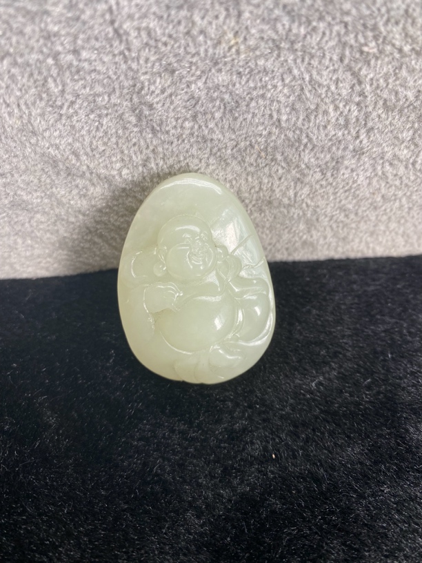 和田玉青黄口大肚佛公