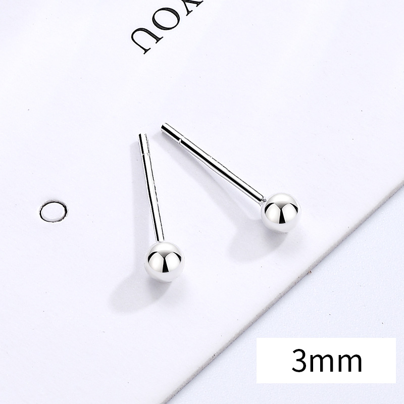 足银银制品 通体S999足银圆形单头耳钉百搭耳饰银豆豆精致简约