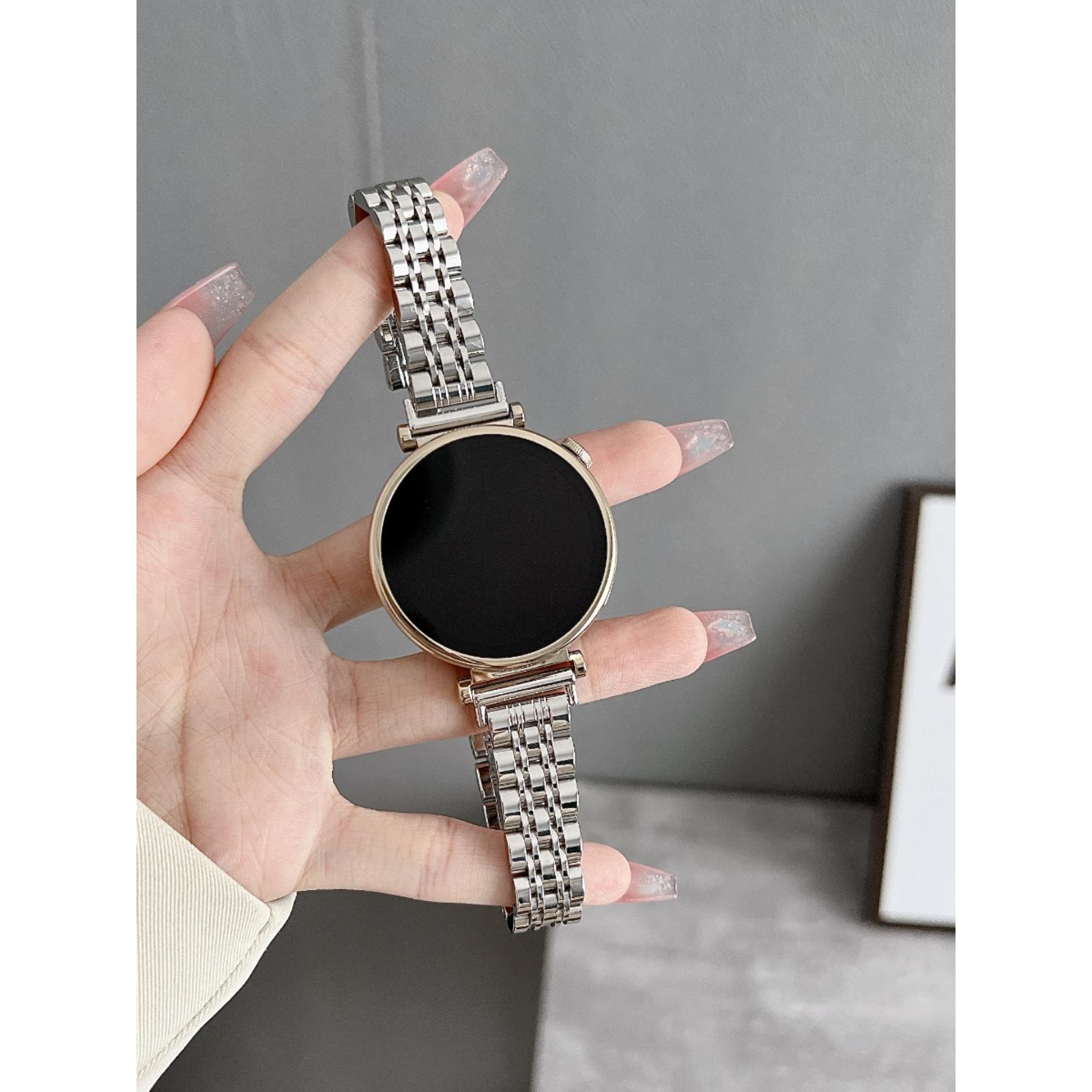 适用华为GT4/3手表表带不锈钢带GT2细款watch3/4pro蝴蝶扣42/41mm