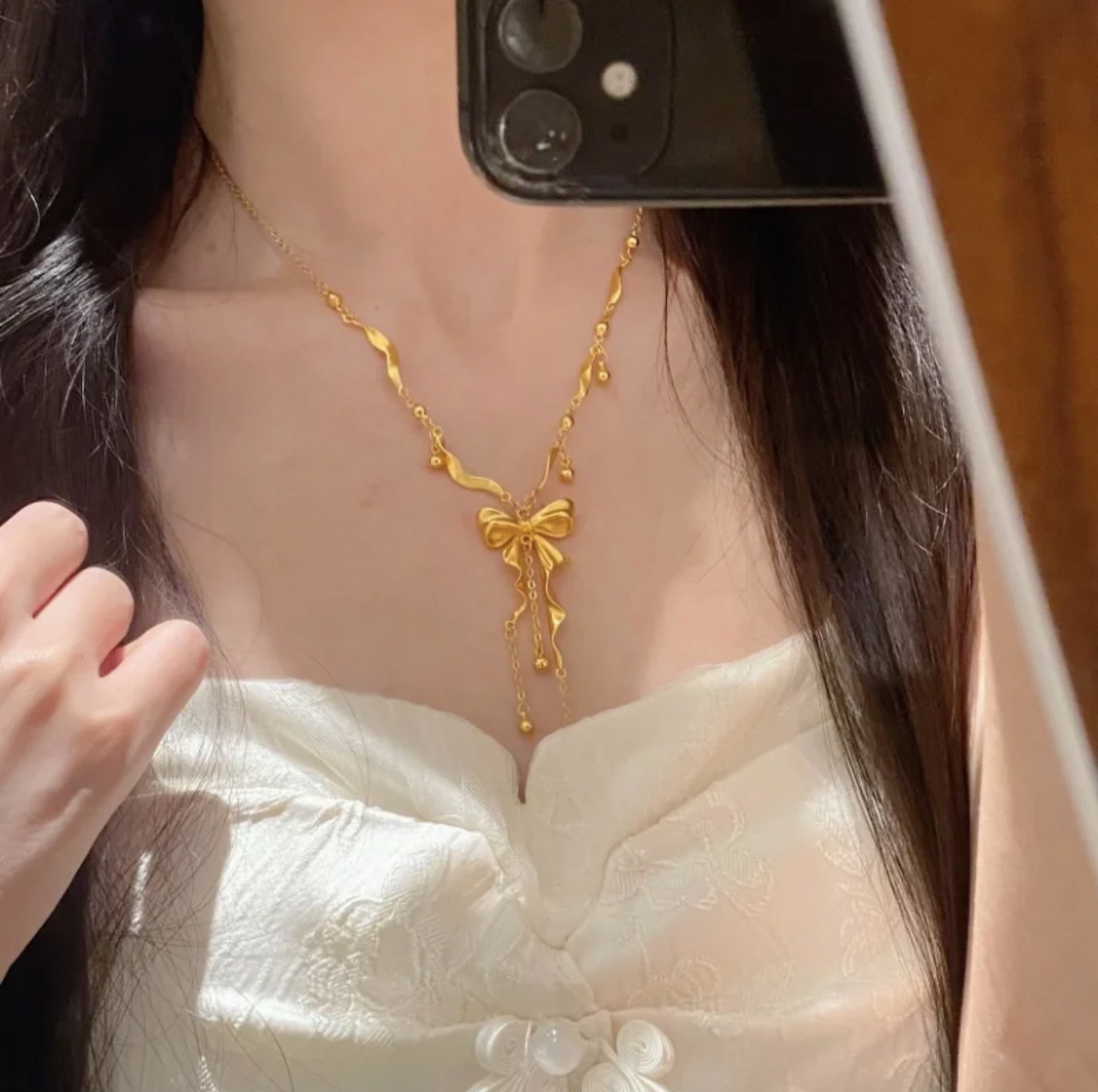 铜合金项链 B611气质百搭时尚设计感超仙简约金色项链