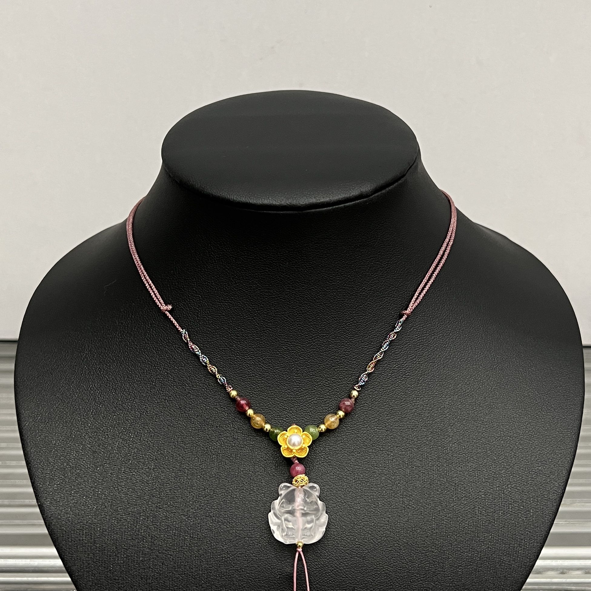 铜合金项链 B13精致素款气质珠宝精美时尚粉色小狐狸项链