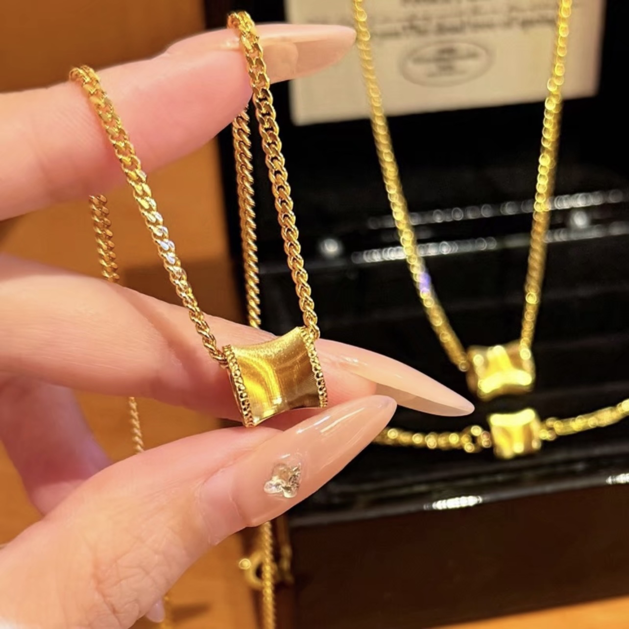 铜合金项链 C295金色时尚百搭猫眼小蛮腰精致项链