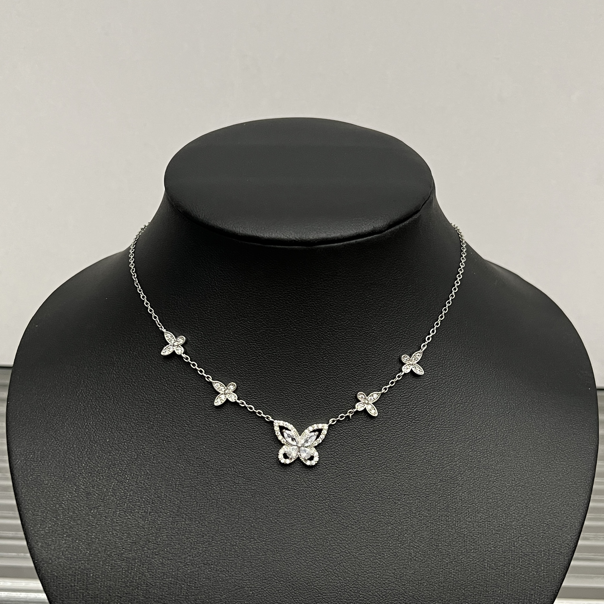 铜合金项链 B438精致轻奢百搭简约吊坠银色项链