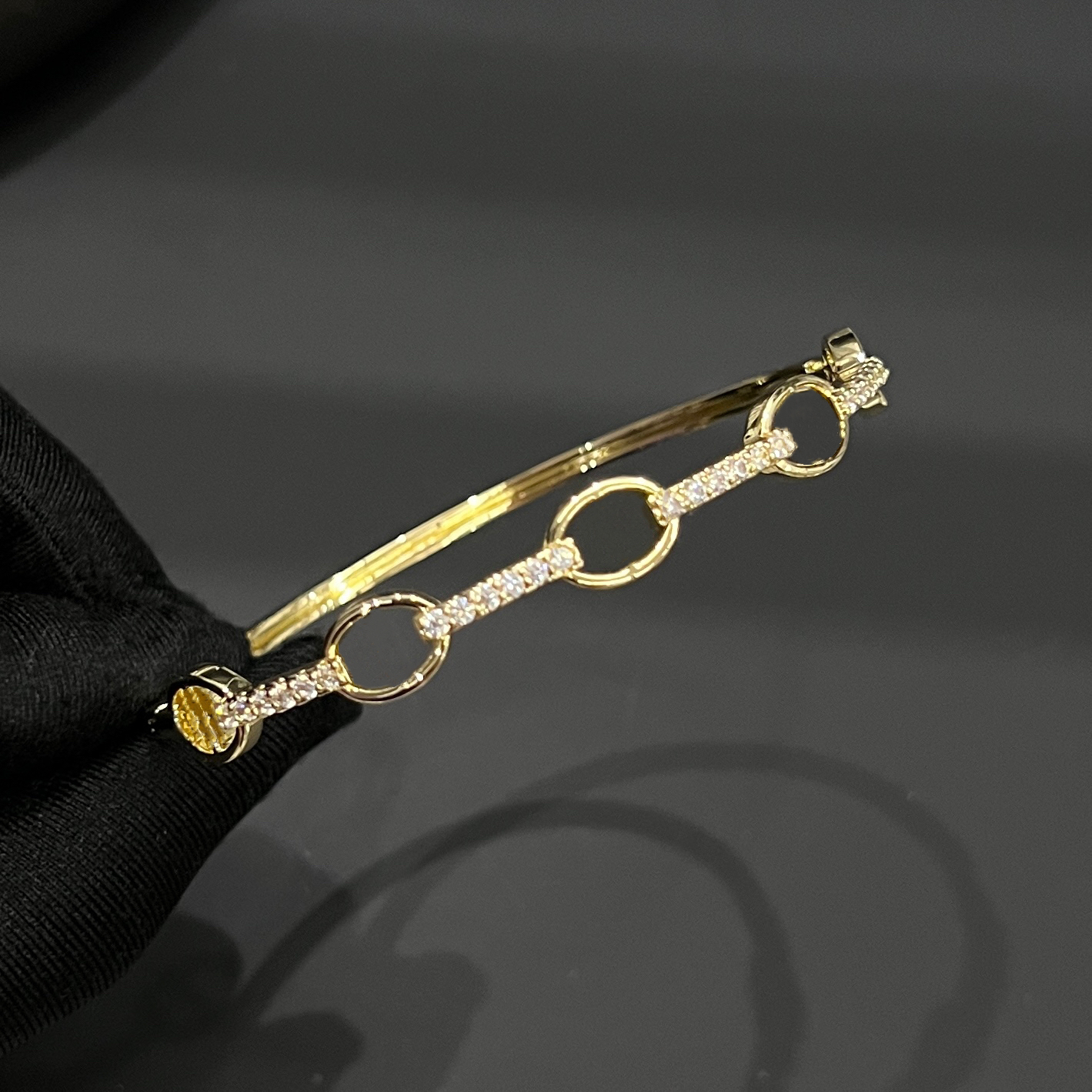 铜合金手镯 F48气质时尚百搭金色手镯