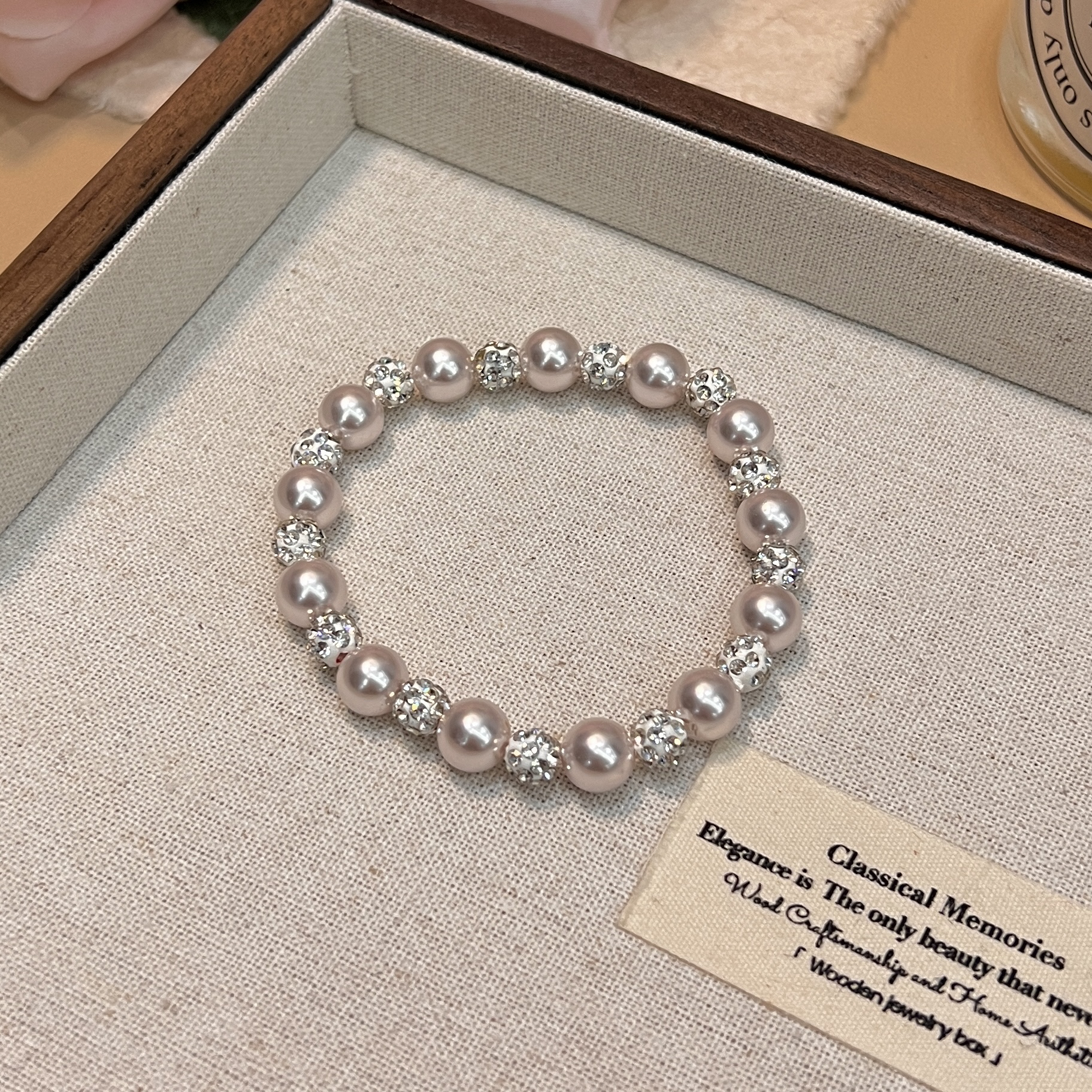 非金属陶瓷手链 A376精致时尚百搭曼塔玫瑰珠珠手链