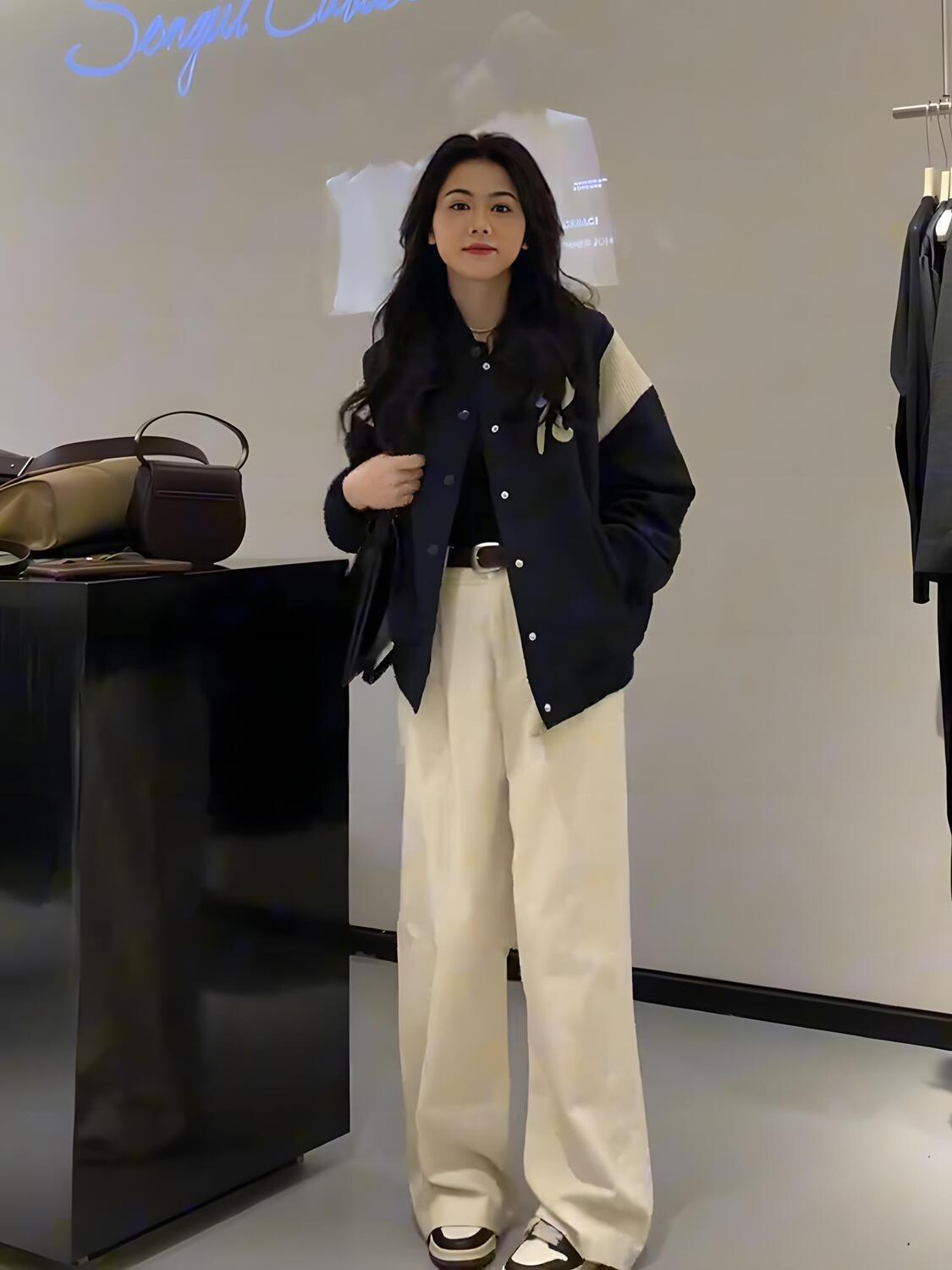 秋冬美式夹棉加厚短款棒球服外套女2023新款学生宽松夹克棉服