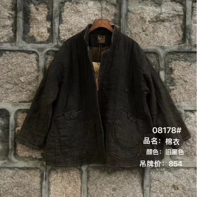 2023年冬季新款时尚百搭休闲复古做旧宽松短款棉衣#08178