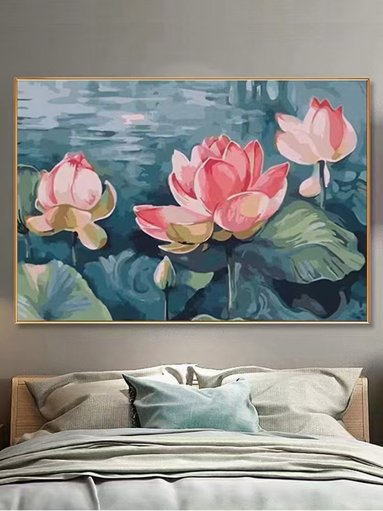 蒙娜丽莎十字绣非成品出水芙蓉  大格四股绣60*85厘米  26种色满