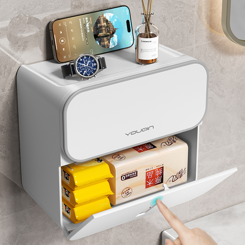 卫生间纸巾盒免打孔厕所防水厕纸盒浴室抽纸盒壁挂收纳置物架