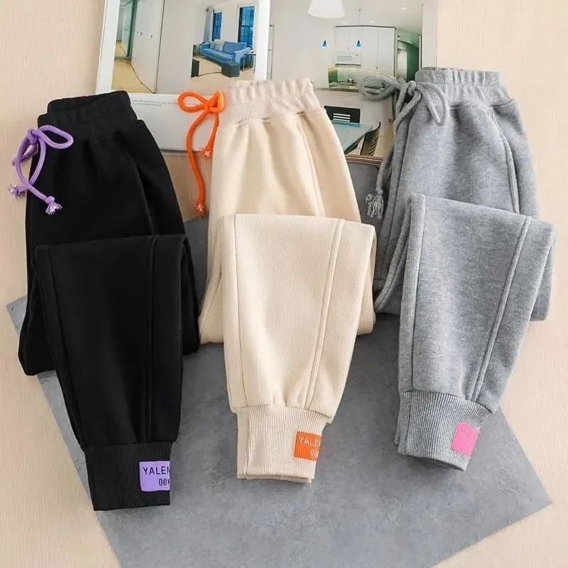 女童春秋加绒运动裤冬装新款儿童一体绒加厚裤子中大童休闲裤长裤