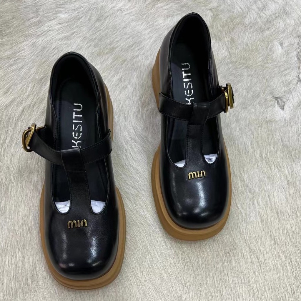 无品牌7068 真皮牛皮单鞋夏季时尚松糕厚底女士圆头休闲 玛丽珍