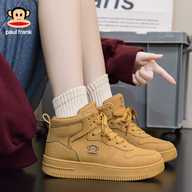 大嘴猴2025新品情侣小白鞋高帮空军一号女简约防臭黑白色女士板鞋