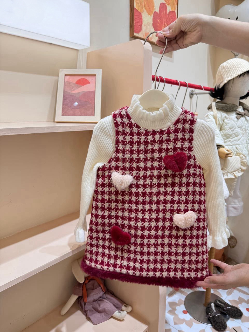 【实体商场品牌】nn&kids 2191冬季女童新年款红色套裙拜年服连衣裙