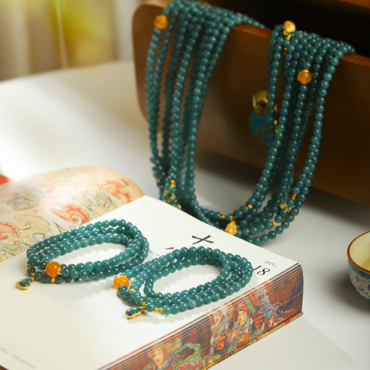 天然翡翠原创设计款手串多圈手串毛衣链时尚百搭多样性拍一发一