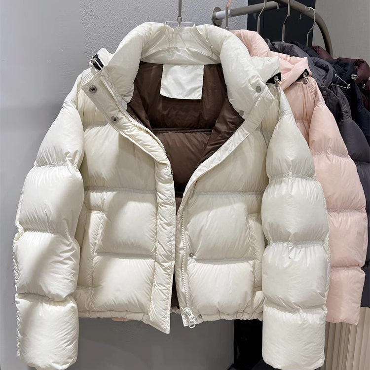 加厚90白鹅绒羽绒服女短款泡芙面包服加厚宽松情侣装羽绒服外套