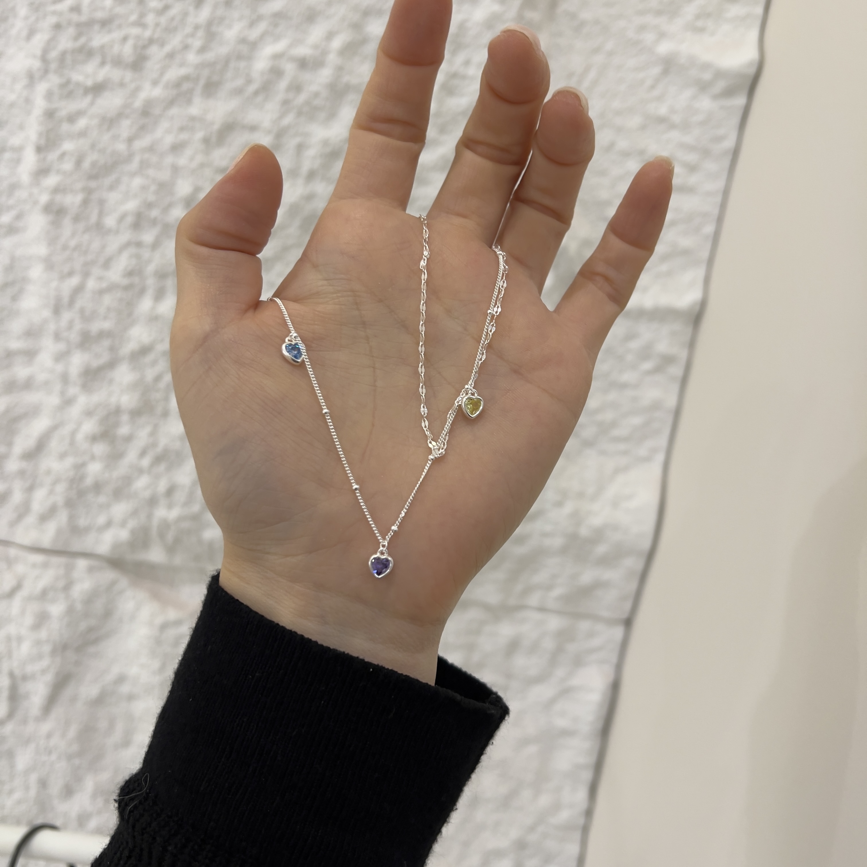 链子925银 项链 心愿便利贴  彩色叠戴 项链  坠链925银