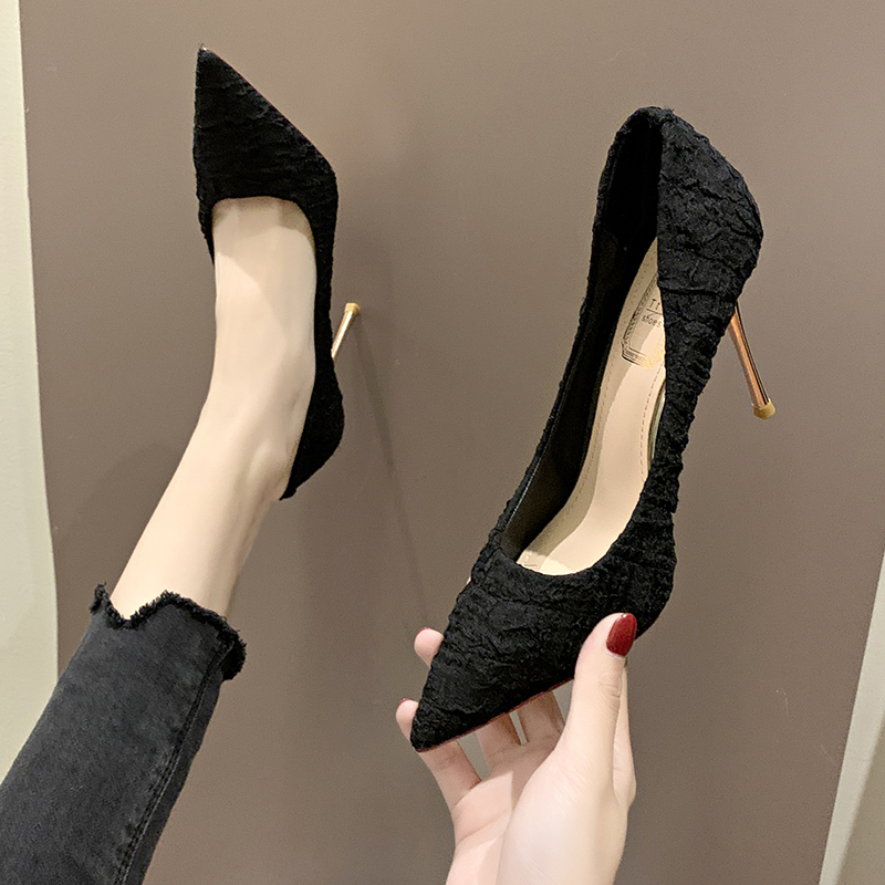 达芙妮正品晚晚高跟鞋女102023春季新款法式少女性感百搭职业细跟