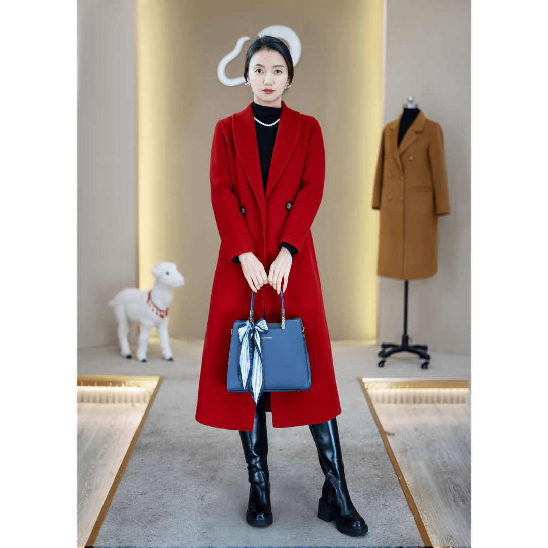 DFWOOLEN秋冬新款女神气质显瘦修身时尚双面羊毛大衣Z30811