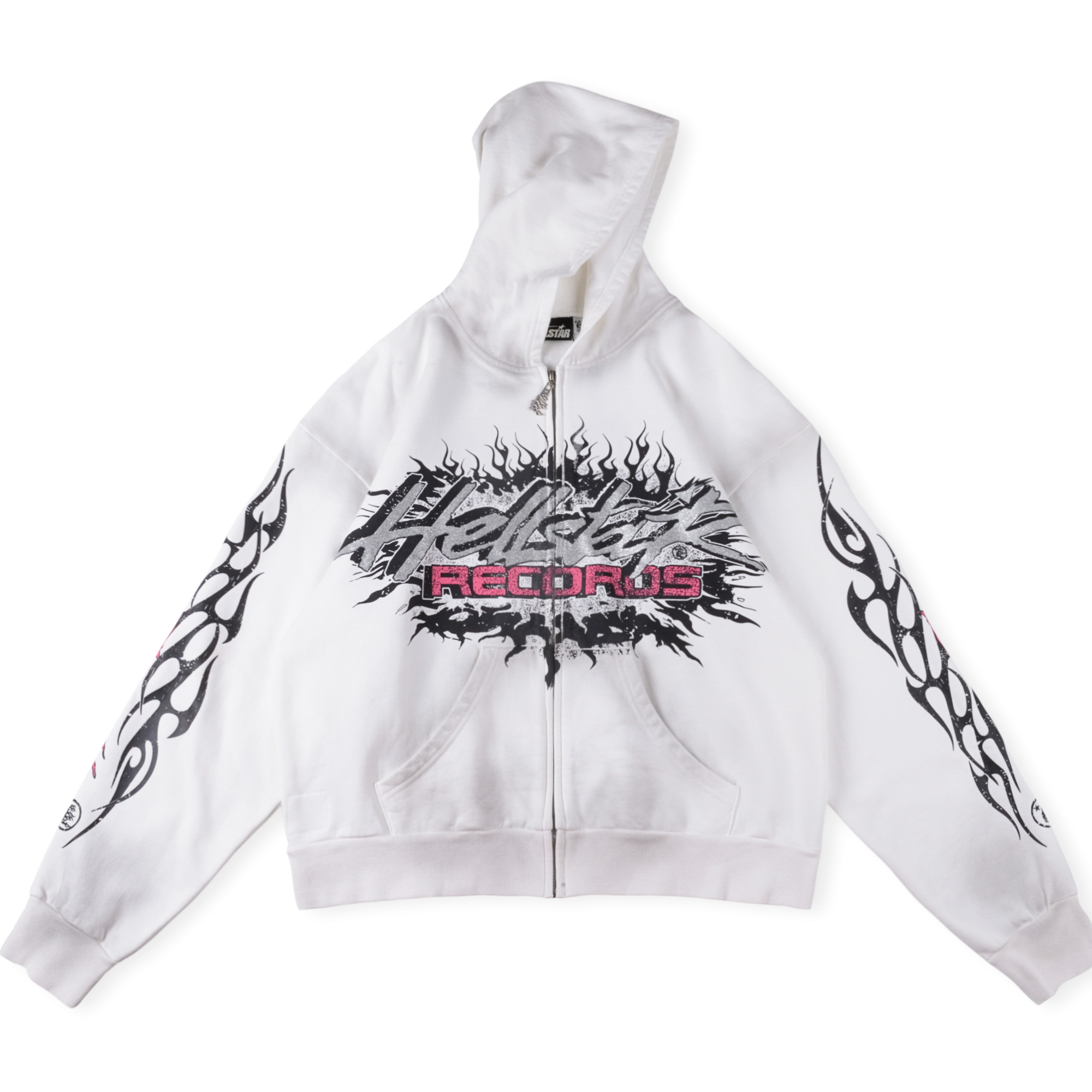 Hellstar Studios Records Red Hoodie头像拉链卫衣