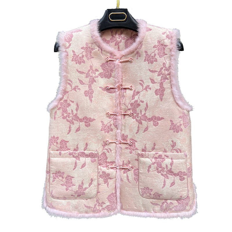 国风气质加棉上衣保暖马甲女秋冬新品重工提花盘扣新中式国风女装