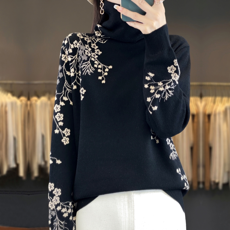 胖mm秋冬大码宽松高领女士毛衣2025新款洋气内搭可外穿针织打底衫