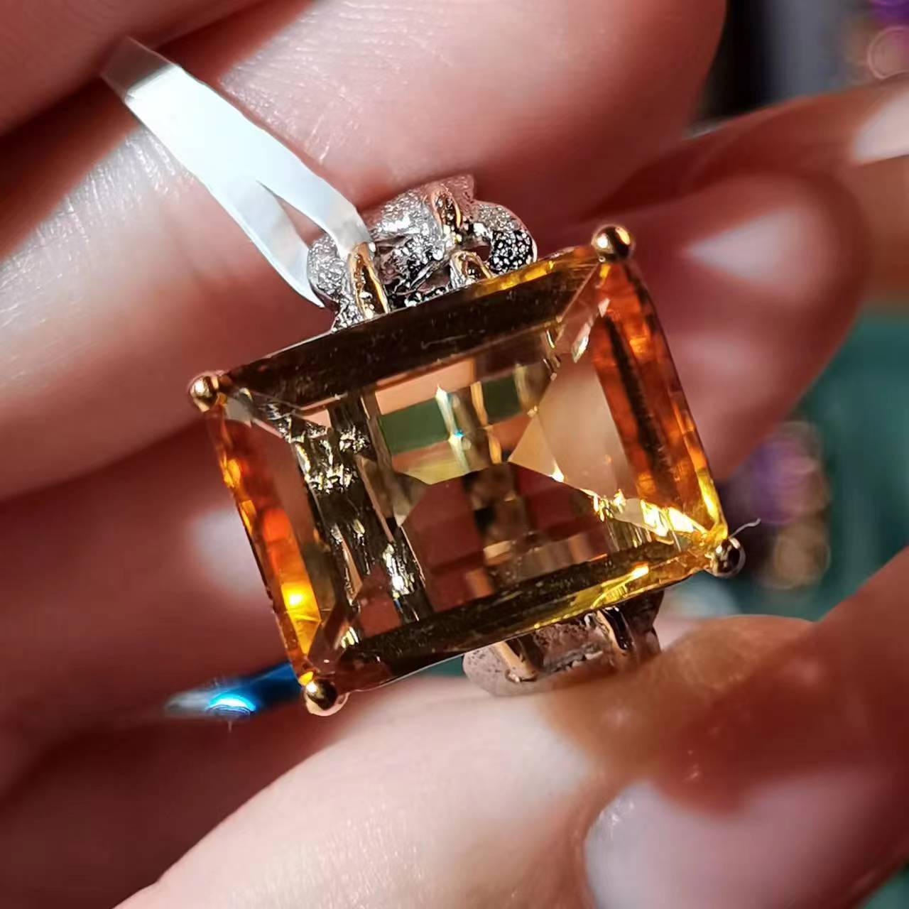 天然黄水晶/意大利工艺/戒指/s925银/高级珠宝/礼物