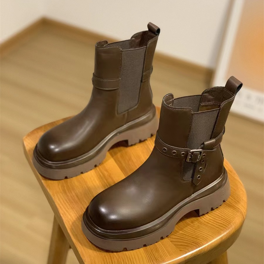 【保国女鞋】英伦复古切尔西秋冬款骑士靴（5800）