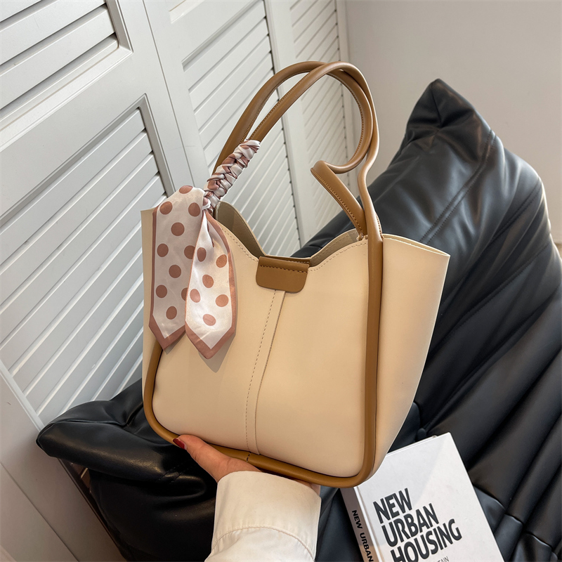 大容量包包女2024新款撞色简约精致丝巾通勤百搭子母包时尚夏季