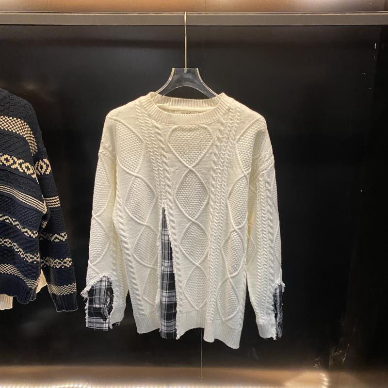 TASC新款圆领轻奢套头毛衣宽松百搭设计师休闲秋冬男士套头拼接