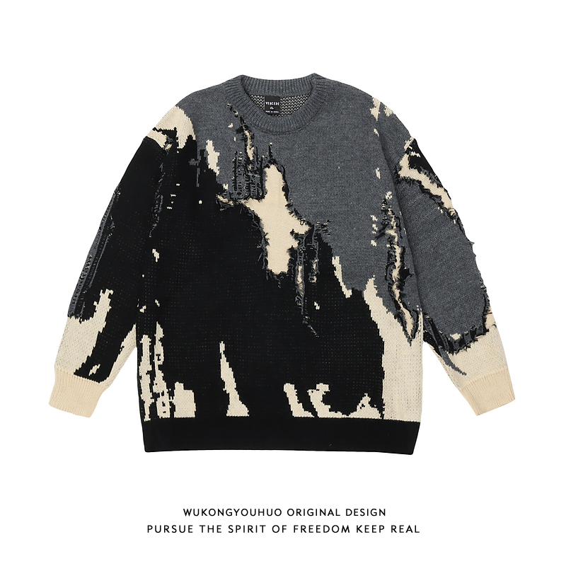 TASCHEN设计感拼接毛衣