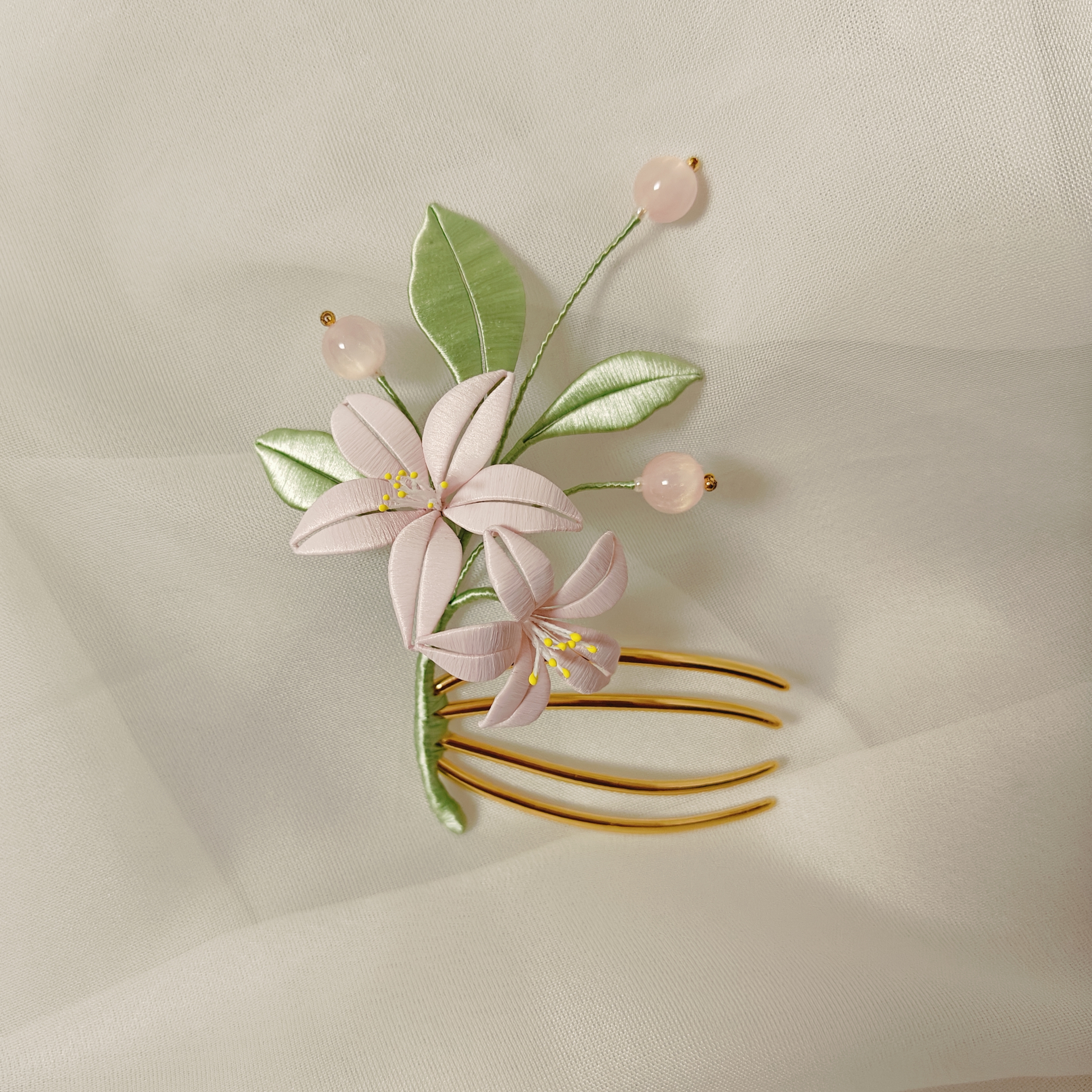 原创粉色小花发簪发饰【付款后7天内发货】手工定制款复古古风超仙