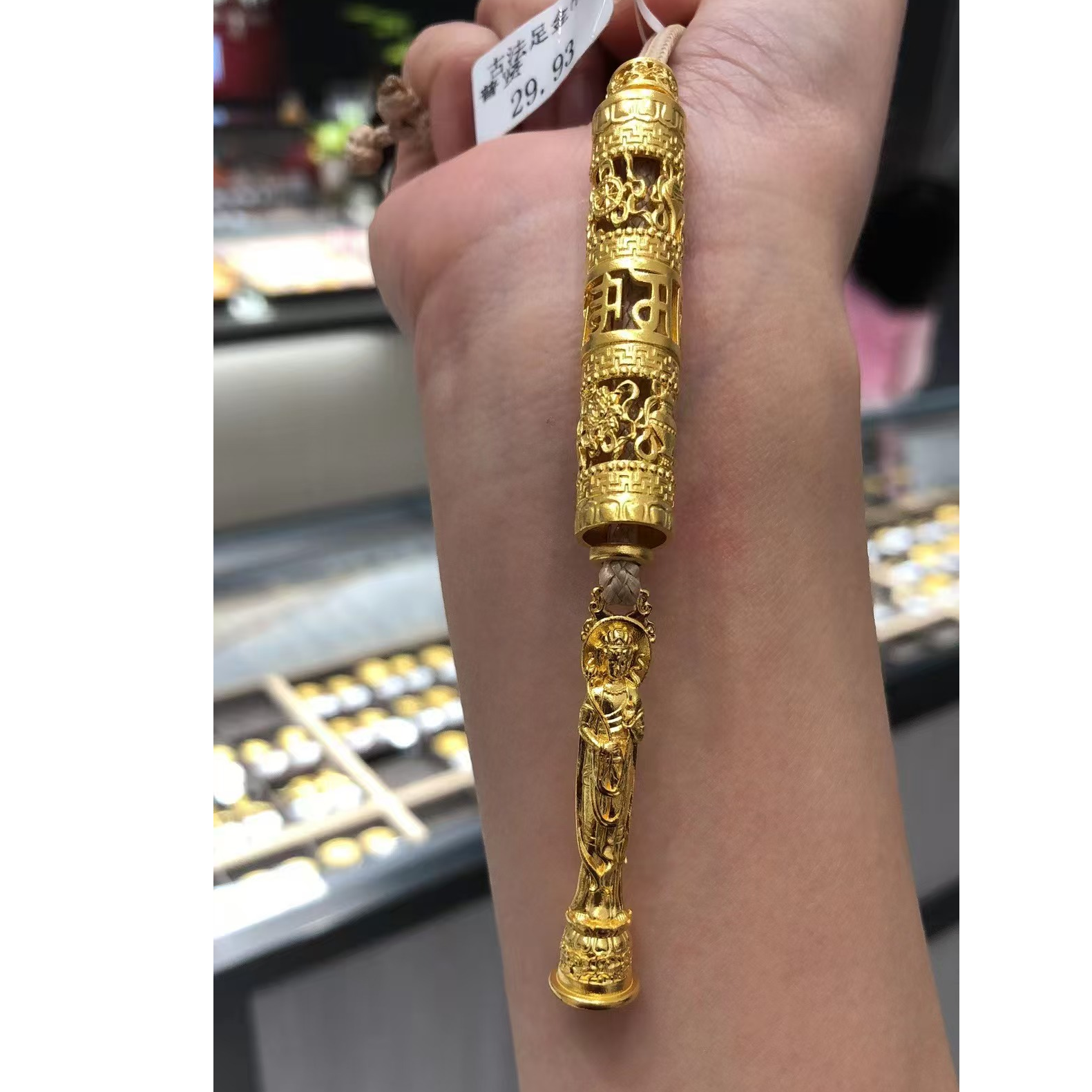 足金999 古法传承普贤随身佛吊坠 含顶珠