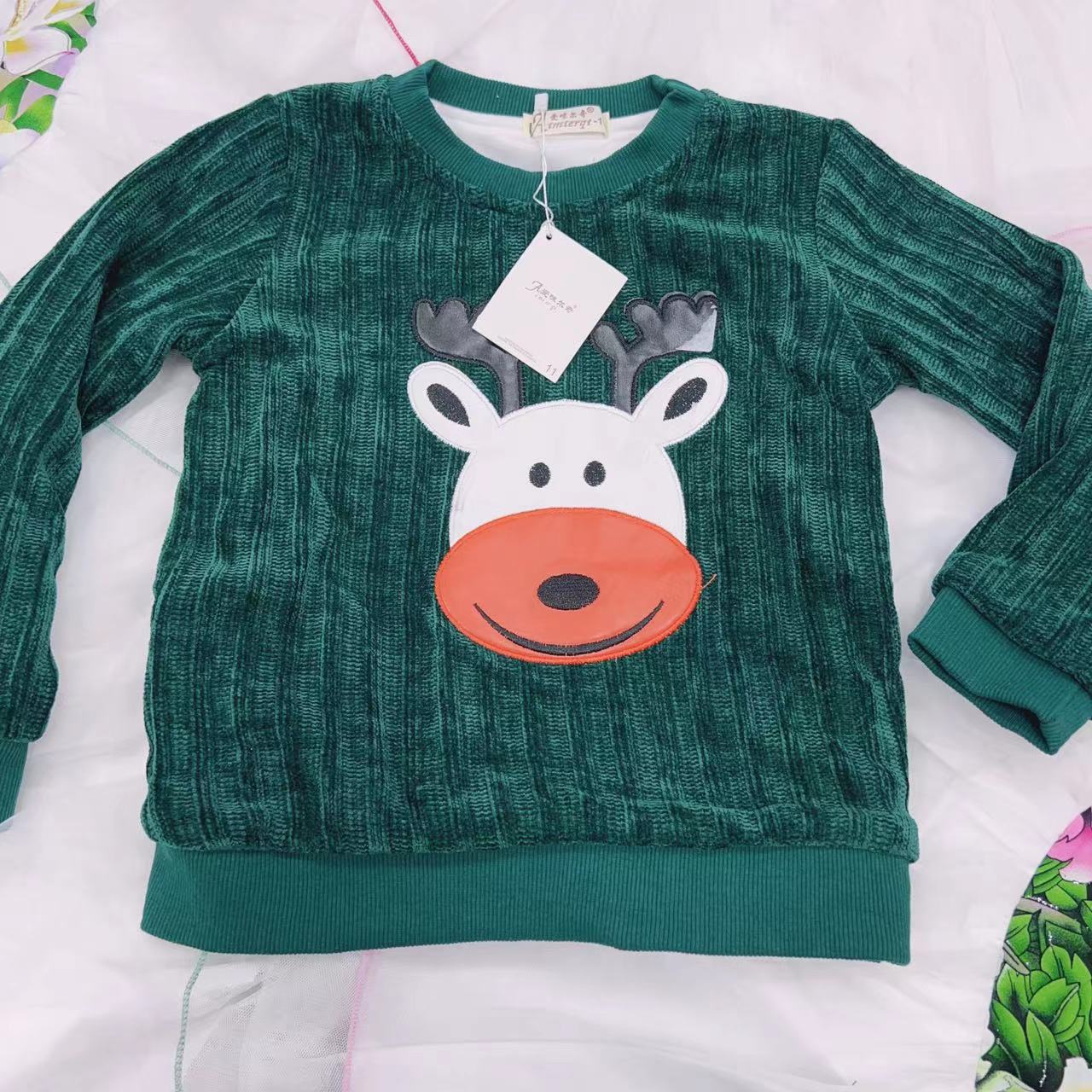 【2西润花姐】风E401-600秋季长袖男宝绿色卫衣