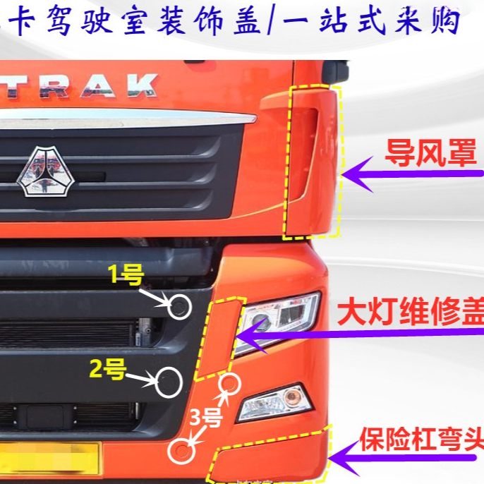 适配重汽汕德卡C7H保险杠包角装饰板 汕德卡G7保险杠左右堵盖护角