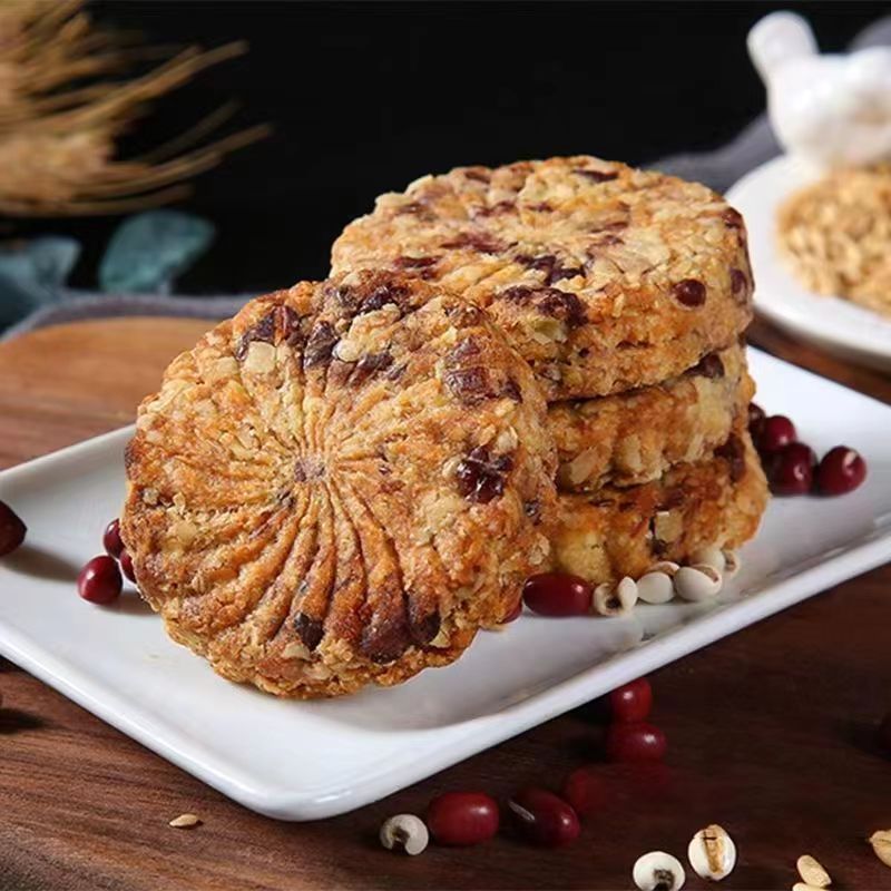 【营养】红豆薏米饼干无蔗糖代餐粗粮早餐代餐燕麦全麦饼干