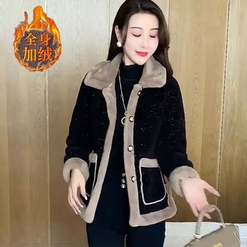冬季新年战袍大衣加厚加绒保暖防寒短款外套洋气高档显瘦女士上衣