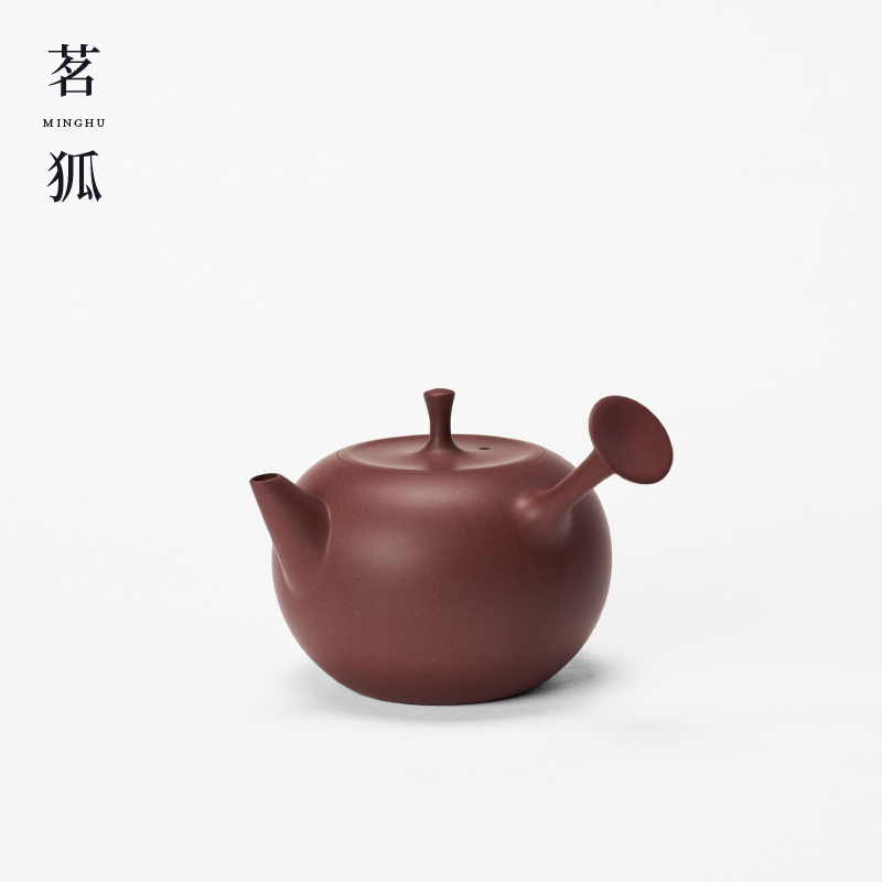 【陈钿·苹果侧把】紫朱泥潮州手拉壶 纯手工匠心手制家用紫砂泡茶壶