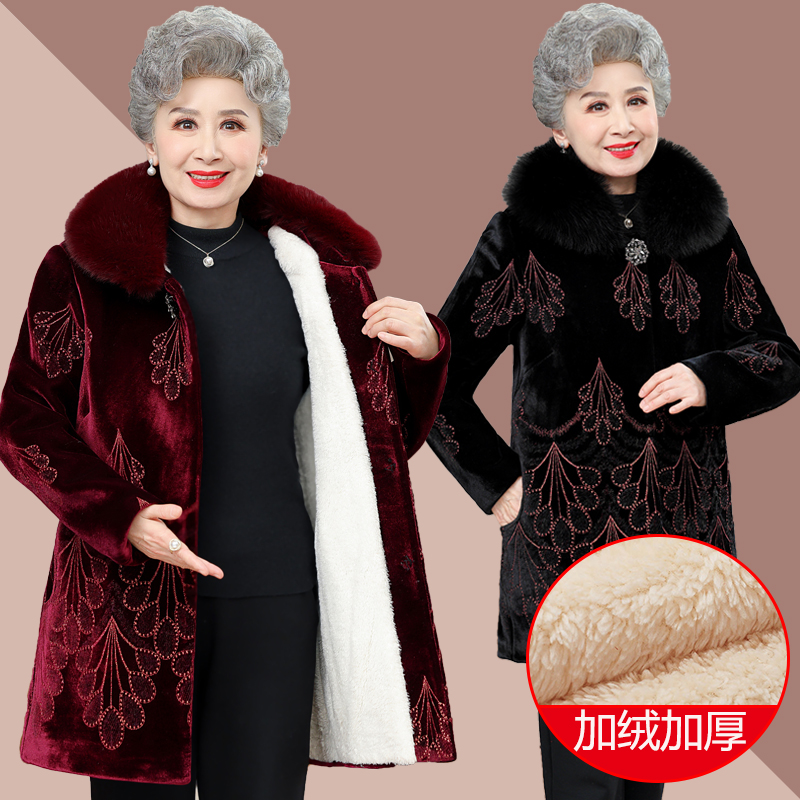 中老年人冬装女妈妈装加绒加厚棉袄外套老太太衣服奶奶装冬季棉衣
