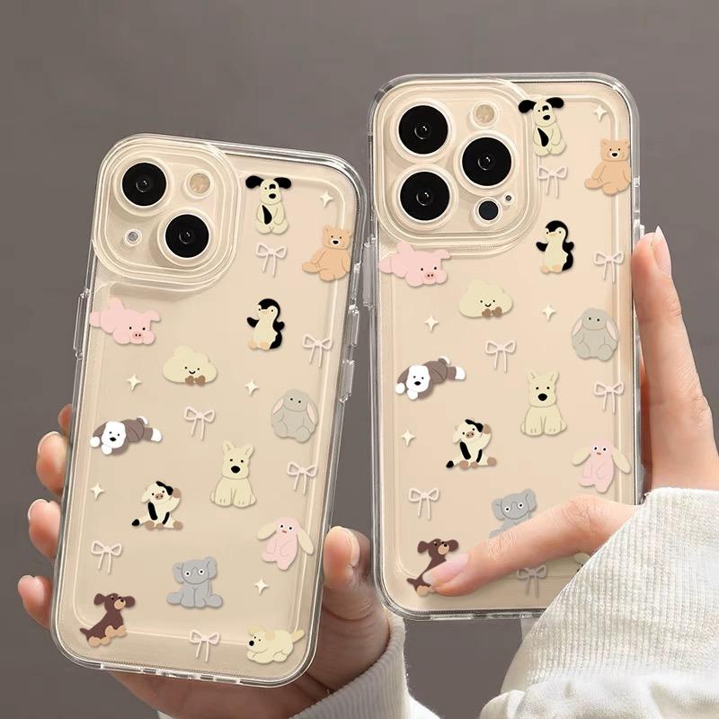 可爱动物苹果15promax手机壳iPhone14新款13透明12简约11软壳X女8